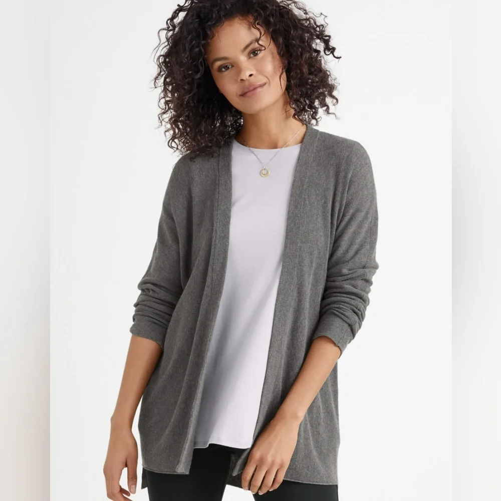 EILEEN FISHER Organic Cotton & Silk Simple Cardigan